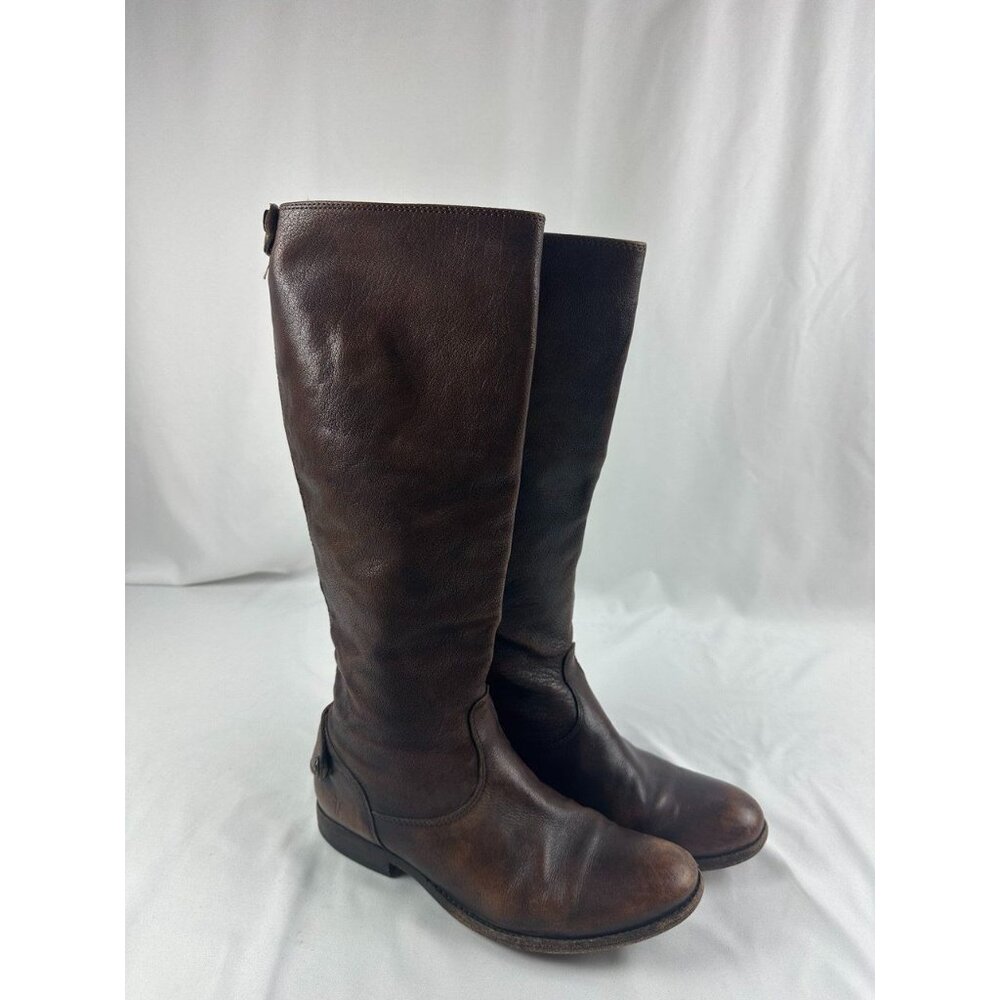 Frye 76432 Melissa Brown Leather Button Back Zip Riding Boots Women Size 7.5 B